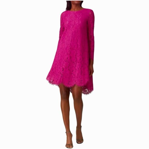 Sz 2 Adam Lippes Collective Long Sleeve Trapeze Pink Lace Dress $445 MSRP - Picture 1 of 11